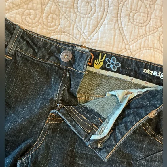 Y2K Mudd Jeans Straight Leg Low Rise Dark Wash women size 9 - Picture 10 of 12